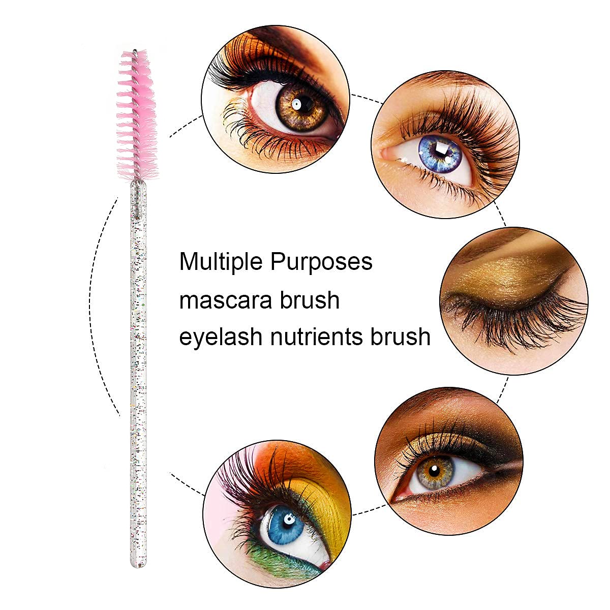 100 disposable mascara brushes with container (colorful-pink)