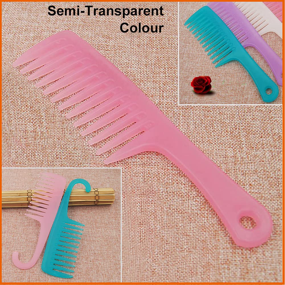 2 pieces and wide tooth detangling comb (Pink)