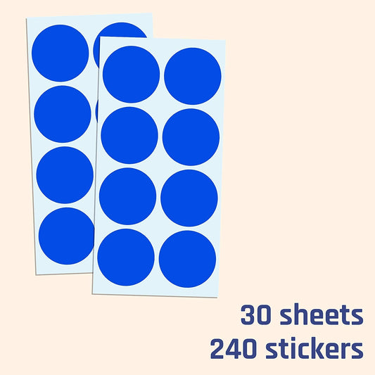 2" Round Coding Labels - Blue, 240-Pack