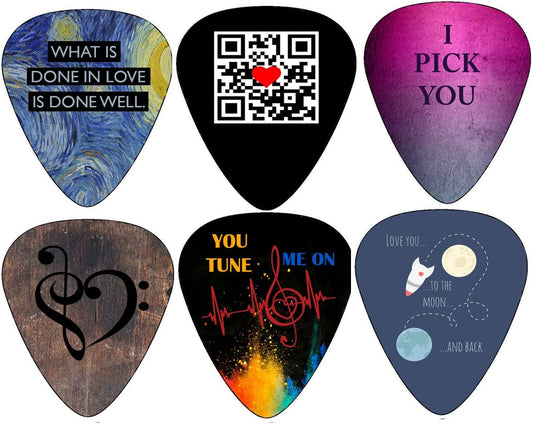 guitar picks with different designs (pack of 12)