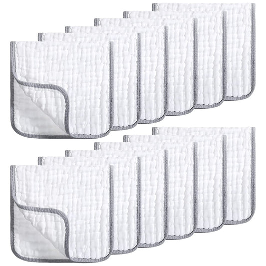 All-Purpose Muslin Cloths, 12-Pack, 20" x 10", (Color: White)