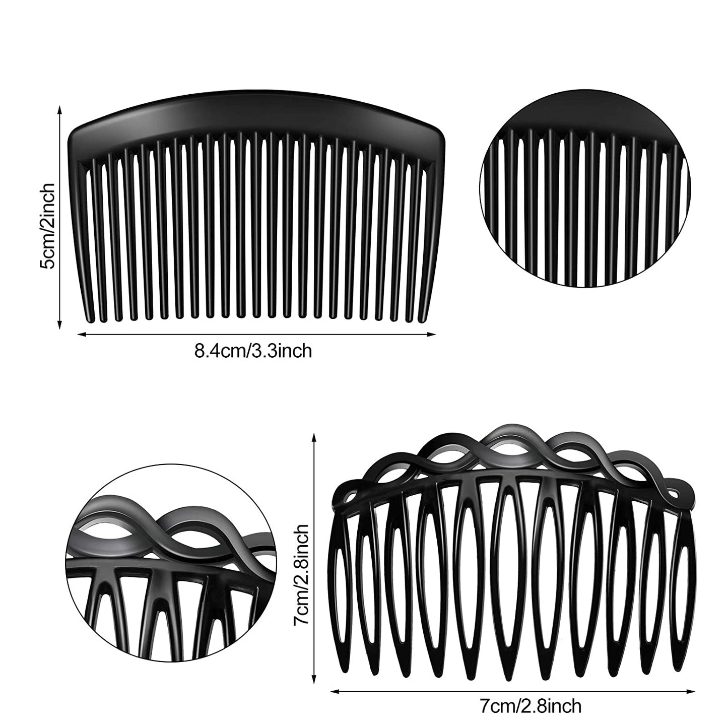 24 pieces of hair comb (black, transparent, brown)