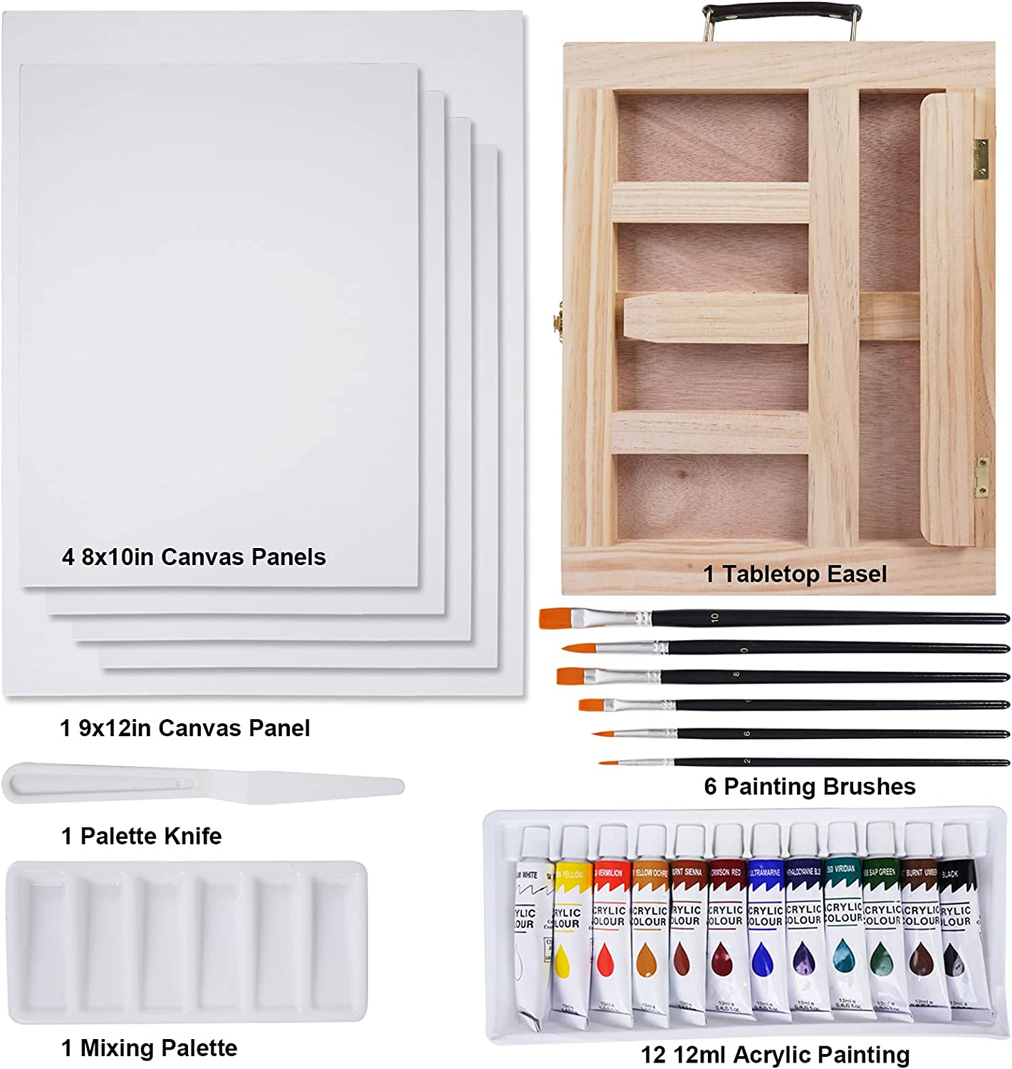 26 Piece Tabletop Easel Painting Set