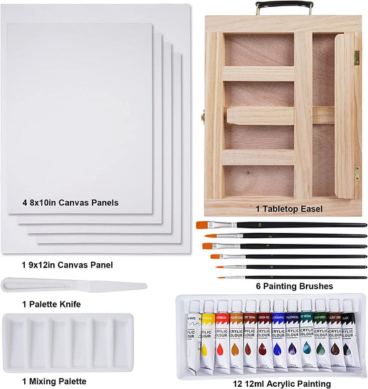 26 Piece Tabletop Easel Painting Set