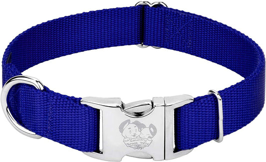 Premium nylon pet collar with metal buckle, Bright Royal Blue