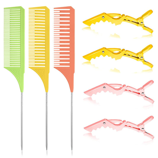 3-piece highlighter combs with 4 alligator clips(Stylish Color)