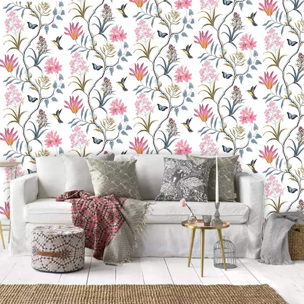 17.7 x 118 inch vintage floral wallpaper