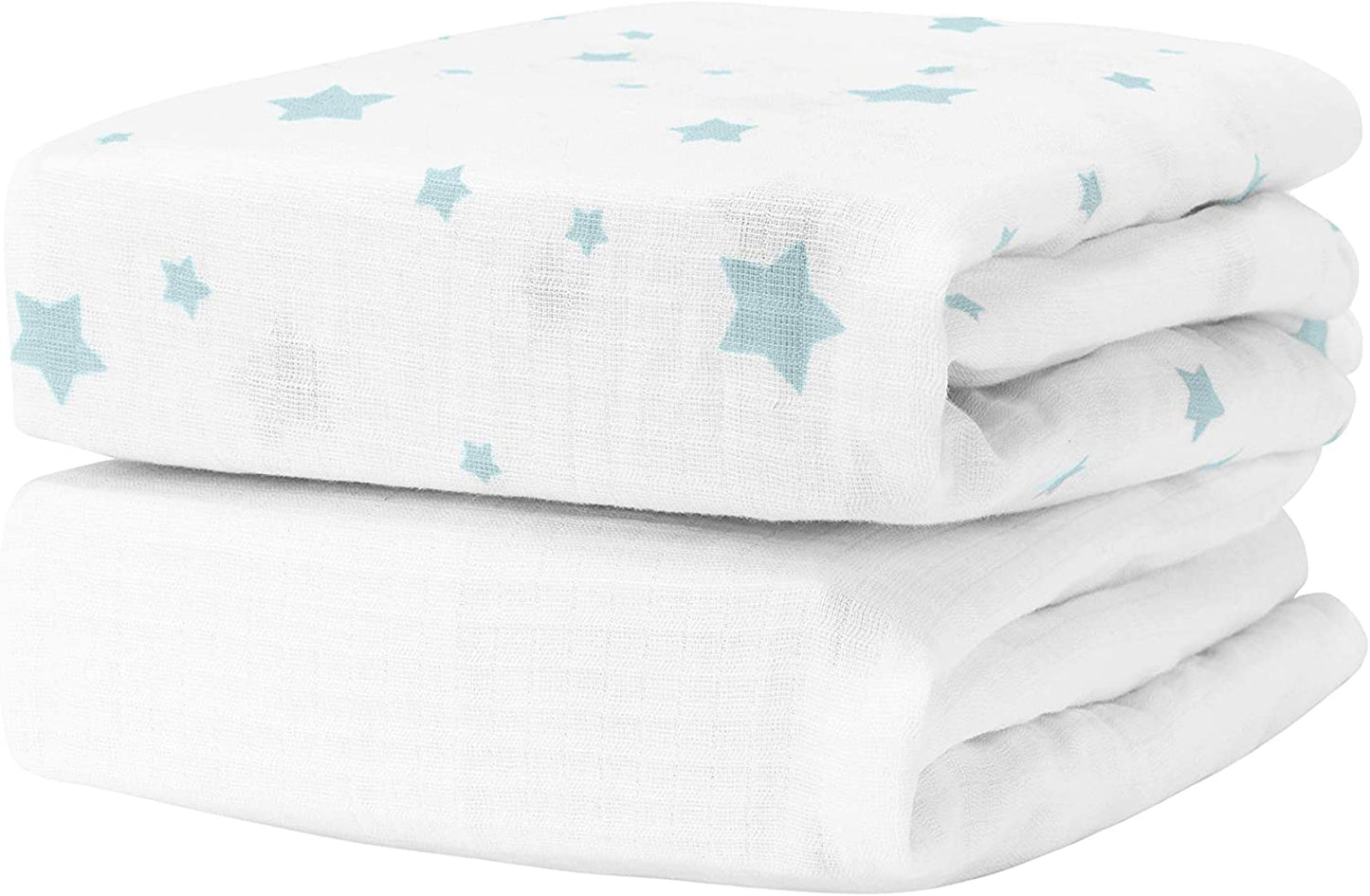 2-Pack Fitted Crib Sheets, ( Blue Stars + White)