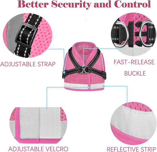 Reflective Pet Harness and Vest, Pink(XS)