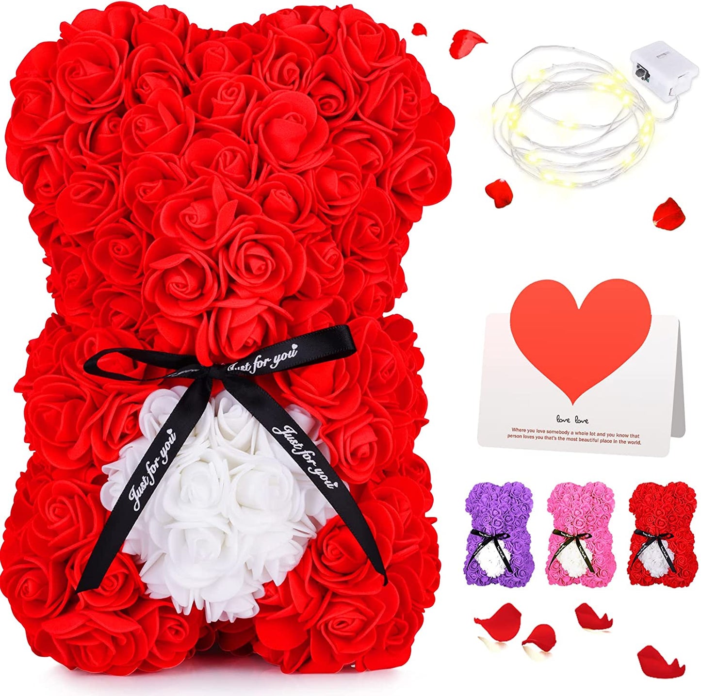 Artificial flowers Teddy bear rose, colour: Red