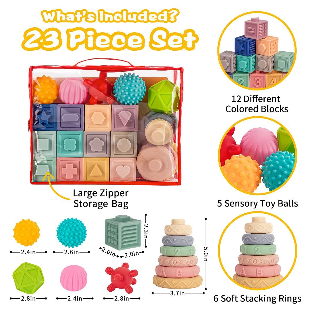 3-in-1 stackable building blocks, 23 pieces