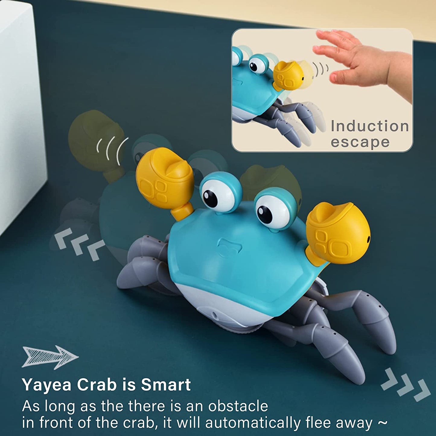 Interactive Crab Toy with Music and LED Light for Baby, Green