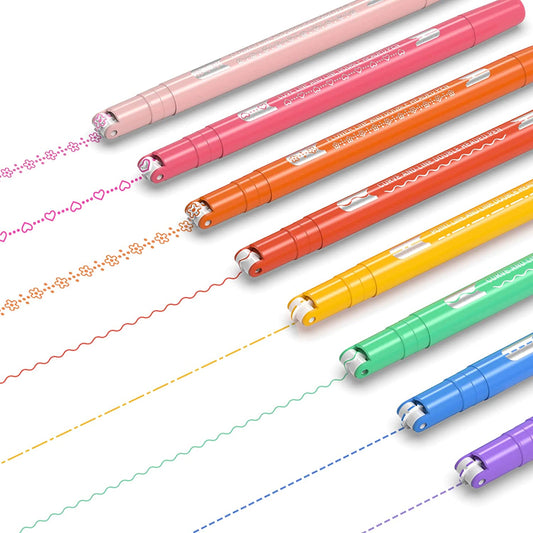 Dual Tip Pens with 5 Different Curved Shapes (Rainbow)