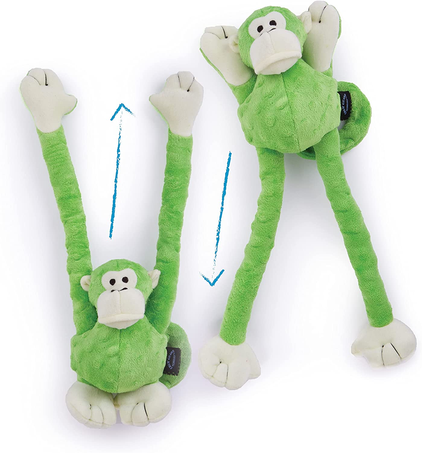 Monkey Dog Toy with Chew Guard, Large, (Lime Green)