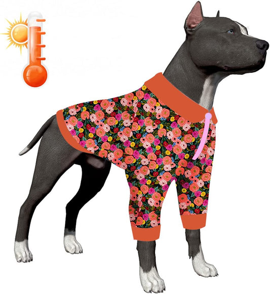 warm flannel jacket for dogs, large, color: orange