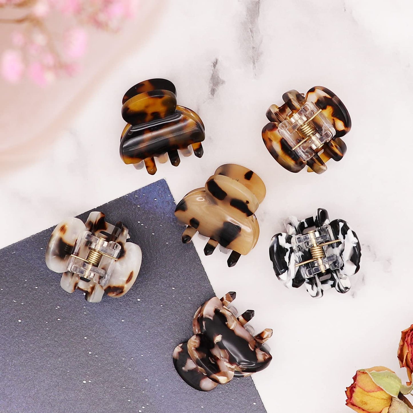 6 small hair clips, Tortoiseshell