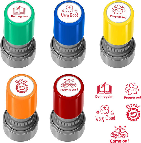 5 pcs of stamps for for school, self-inking rubber stamps