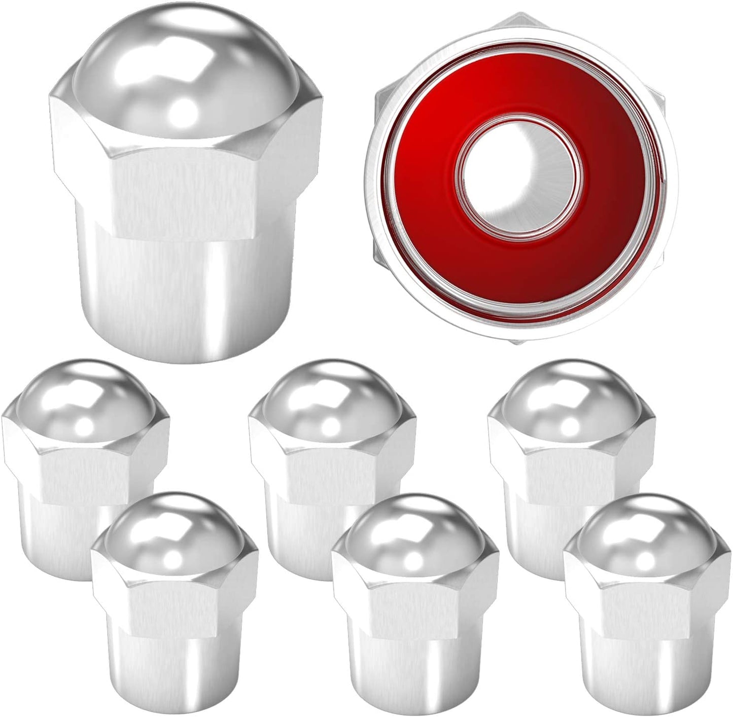 Tire Valve Stem Caps (Chrome Round Top (8-Pack))