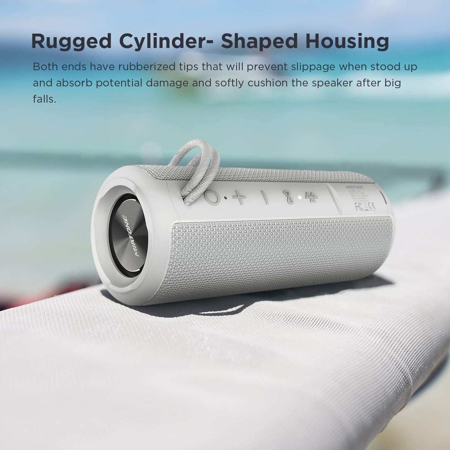 Waterproof wireless portable bluetooth speaker - grey color