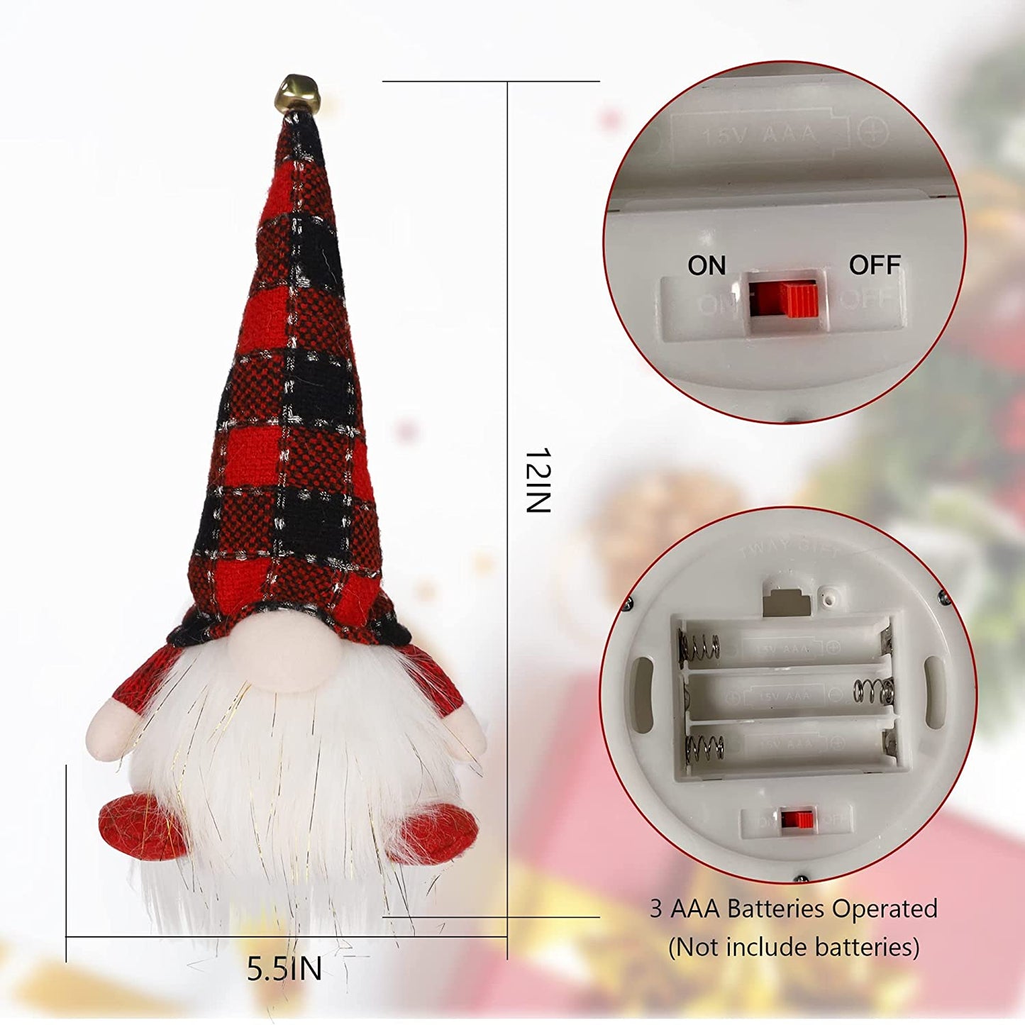 2-Pack 12-Inch Light-Up Christmas Gnomes