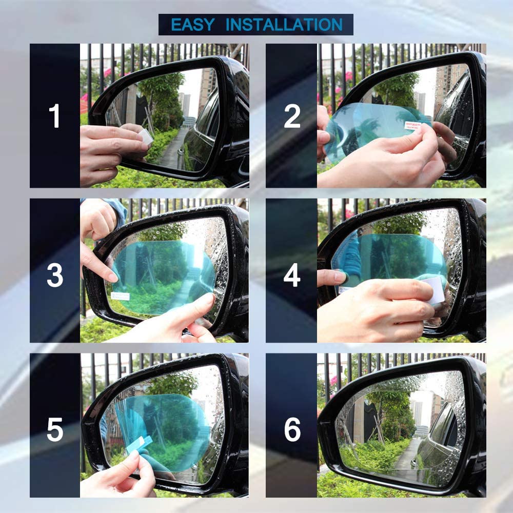 10 Pcs Car Rearview Mirror Waterproof Film, Rectangle+Oval