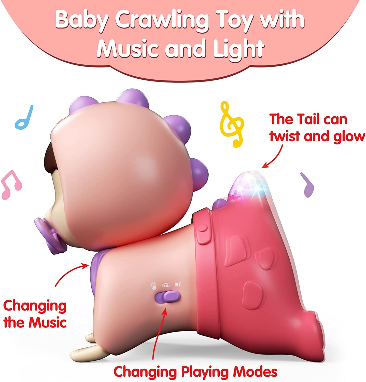 Musical crawler toy for babies, Pink