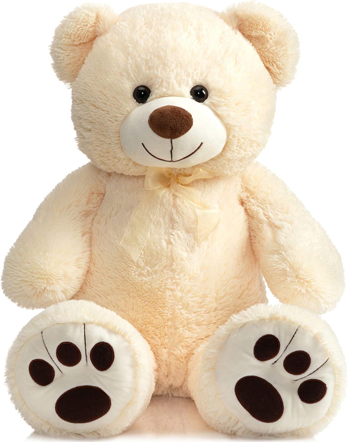 Giant Teddy Bear with Paw Prints 36 inches, Beige