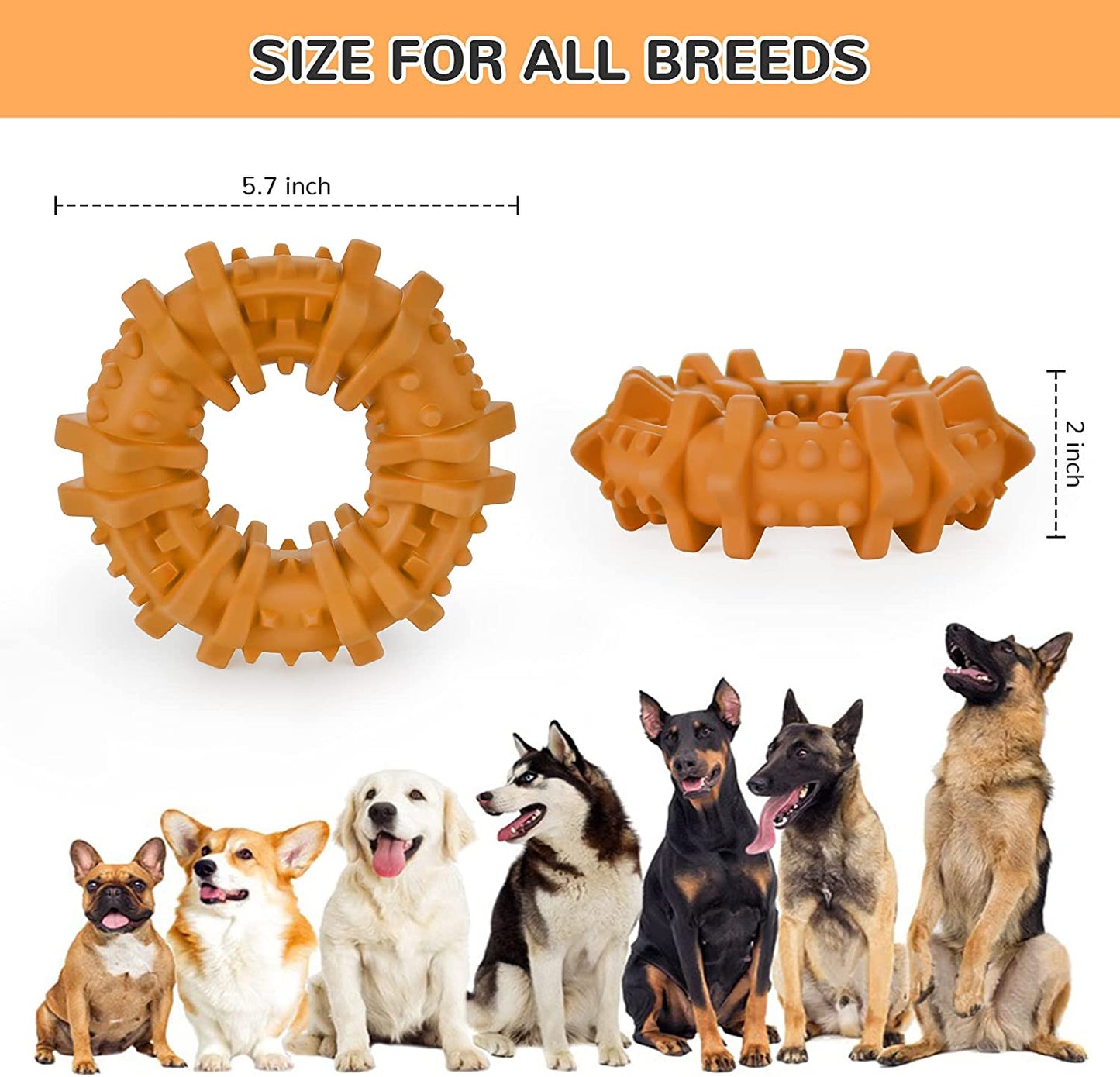 Natural Rubber Chew Toys for Pets, brown