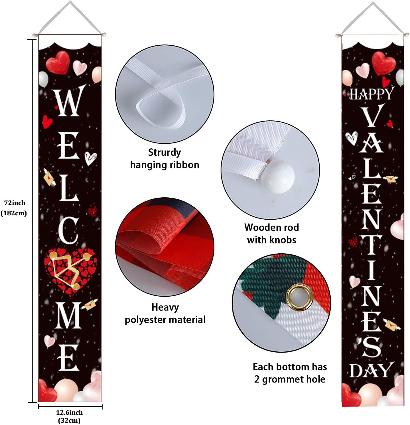 Valentine's Day Porch Banner (Black)