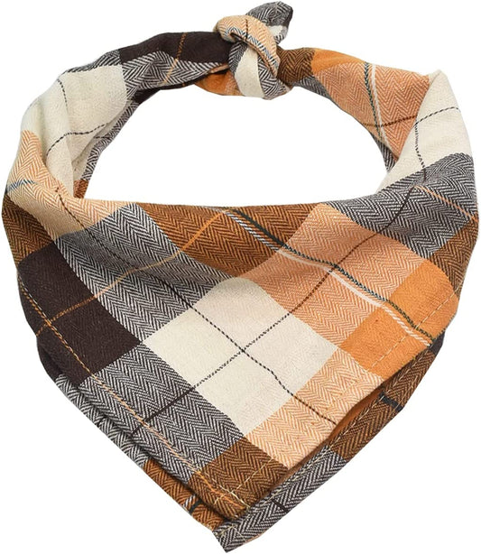 1 square pet scarf, (Brown&Beige) small