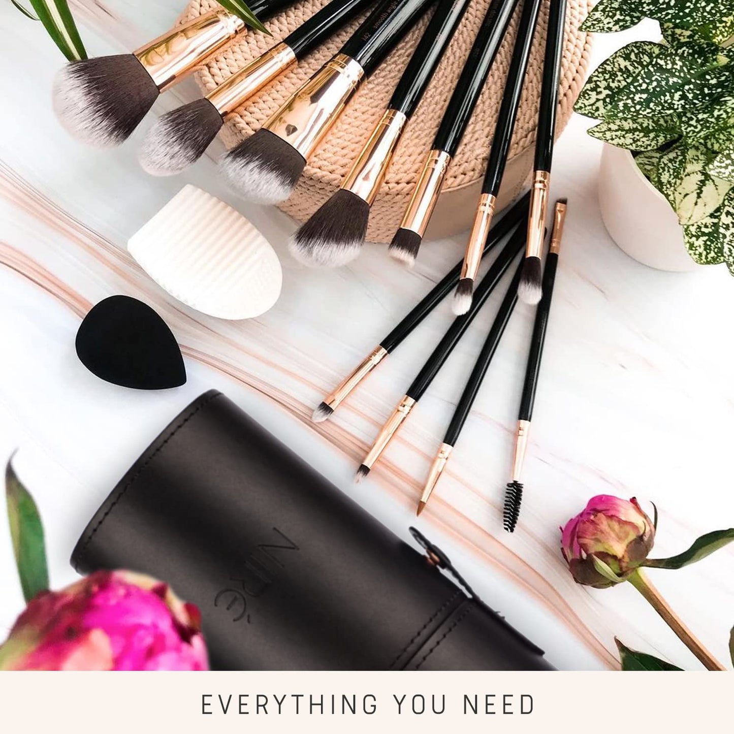 15 professional makeup brushes with case