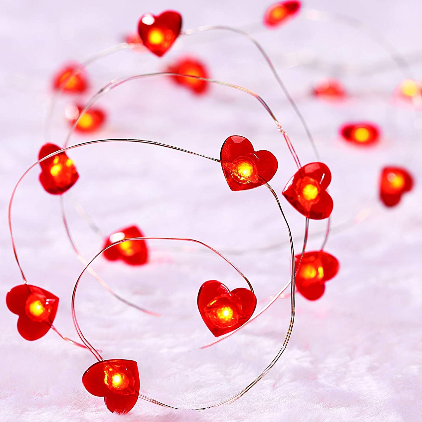 Valentine's Day Heart String Lights 13ft 40 LED