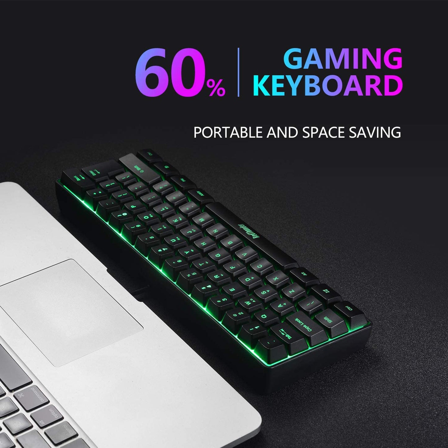 60% Ultra-compact Mini Keyboard with RGB Backlight, Gamer (Black)