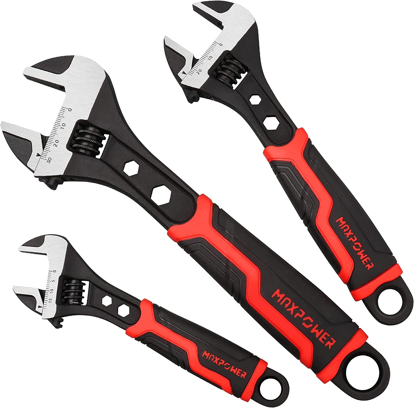 Adjustable Wrench, Forged Steel, 6-8-10 Inch, (Red/Black)