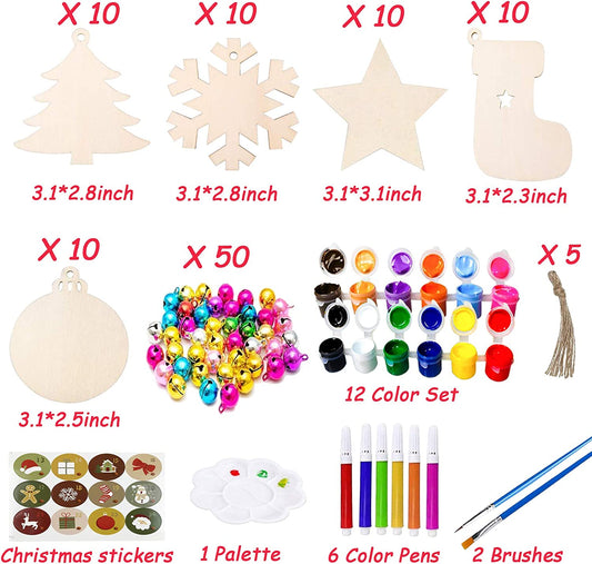 50 Pieces, Unfinished Wood Christmas Ornaments, Wood