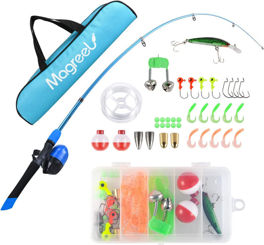 portable fishing rod and reel combos, Color: Sea blue