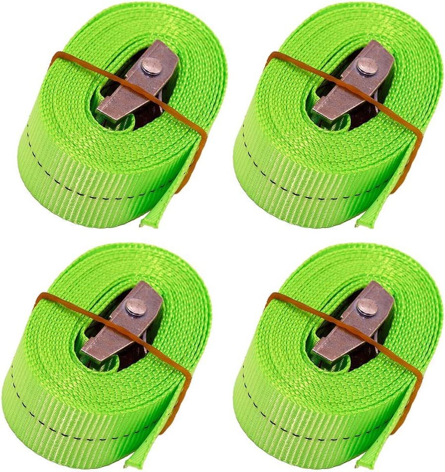 4 x 1' x 8' Green Tie Down Straps, (Green)