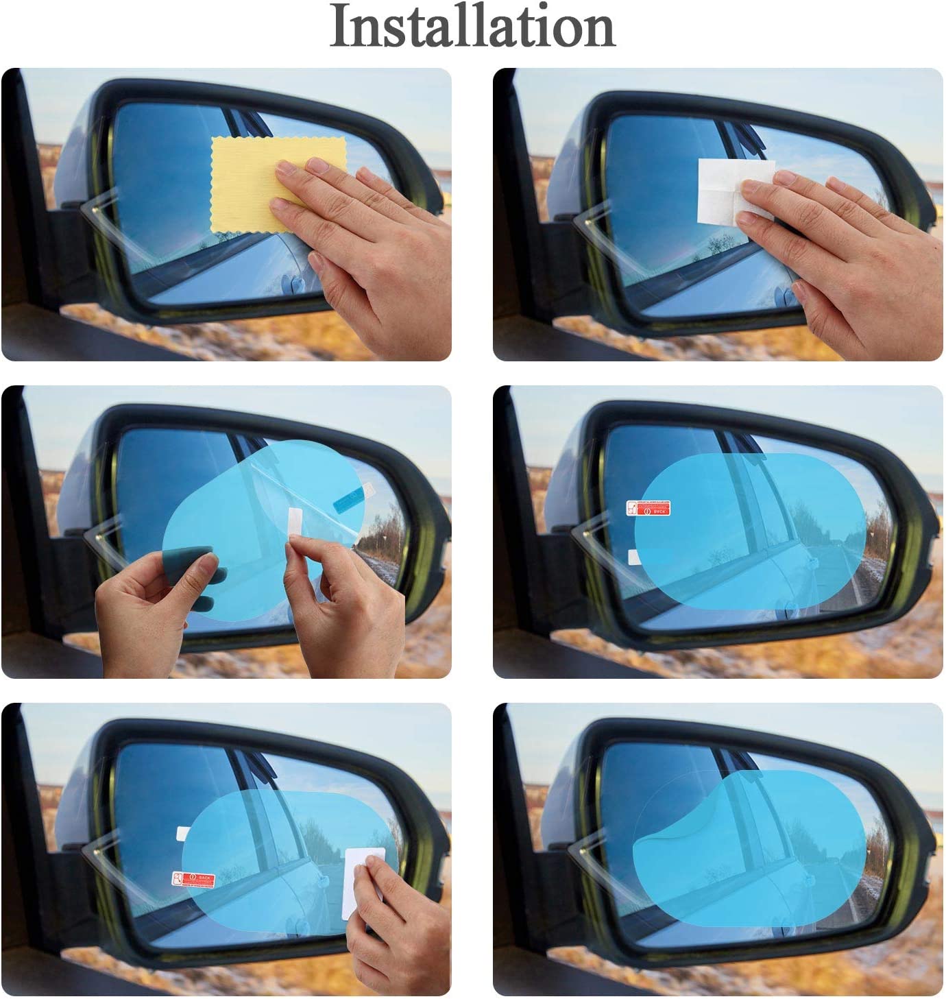 8 Pieces Car Rearview Mirror Film Anti Fog Waterproof