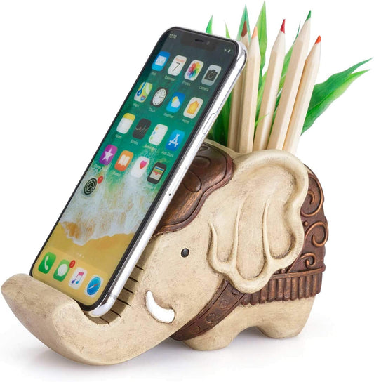 Pen Holder with Phone Holder (Retro Brown)