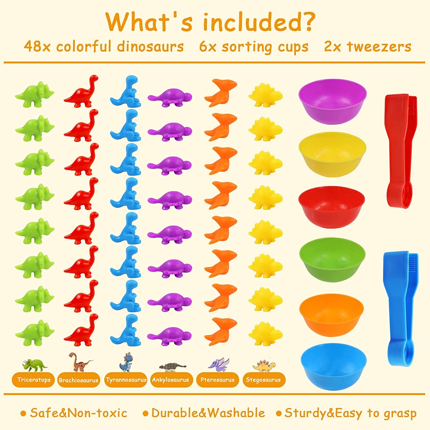 Dinosaur Toys, 6.3 x 3.5 x 3.5 inches, Multicolored