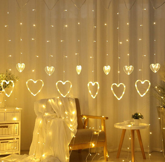 138 LED Love Heart Curtain Light