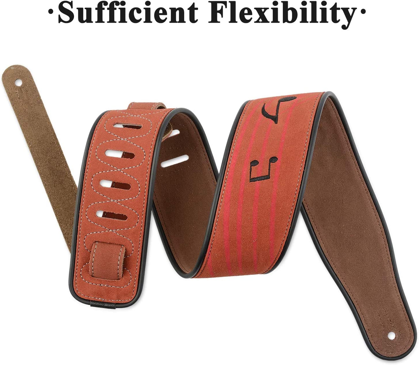 2.8 inch wide leather guitar strap, (brown note)