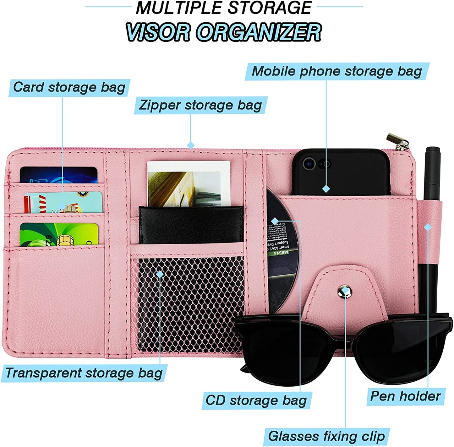 Organizer Sunglass Holder for Car, Pink