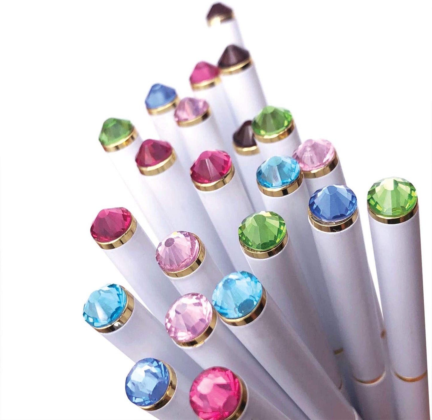 Set of 12 Colorful Gem-Top Pens