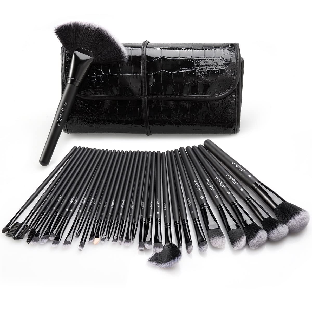 Set of 32 makeup brushes, black