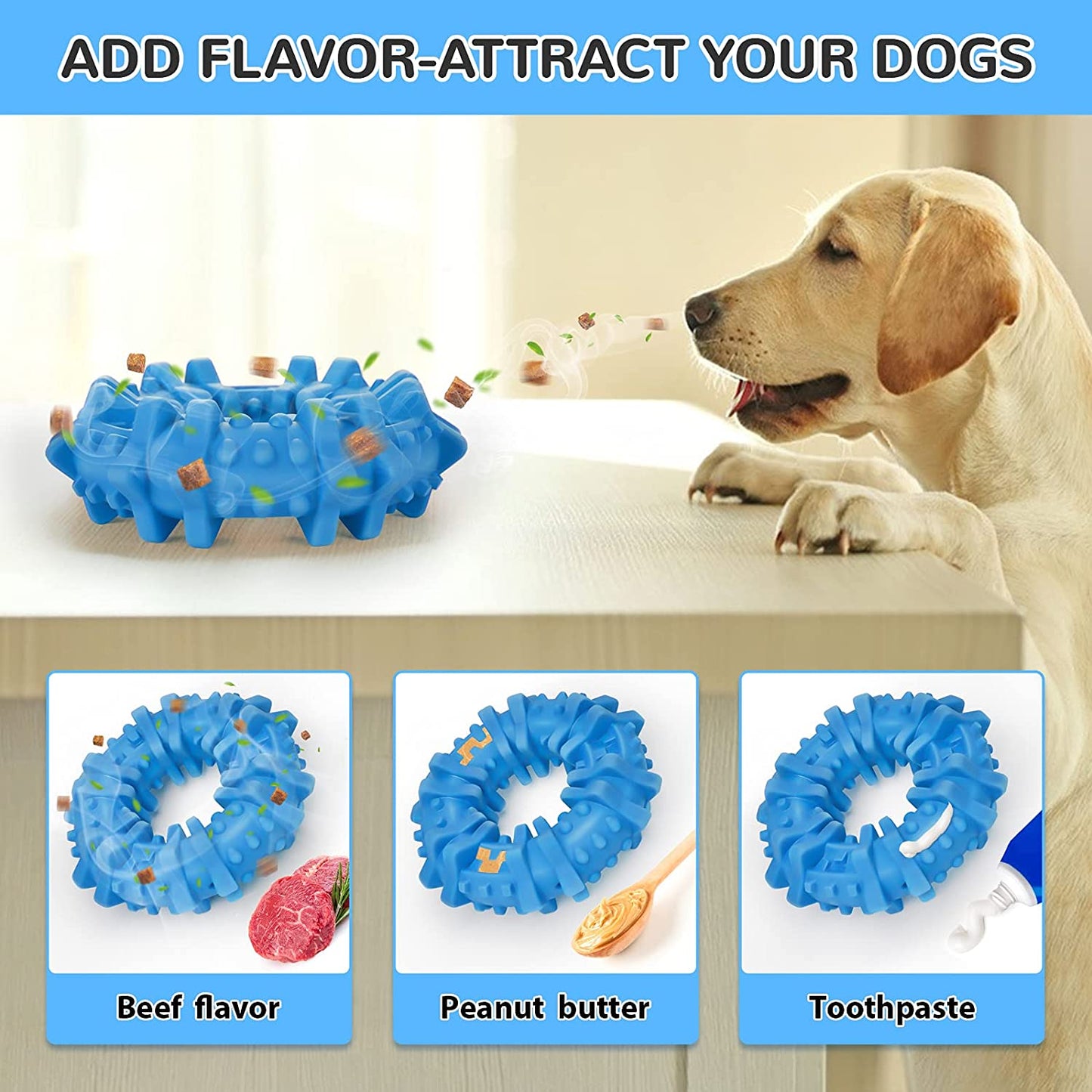 Indestructible toys for large pets, natural rubber toys, blue