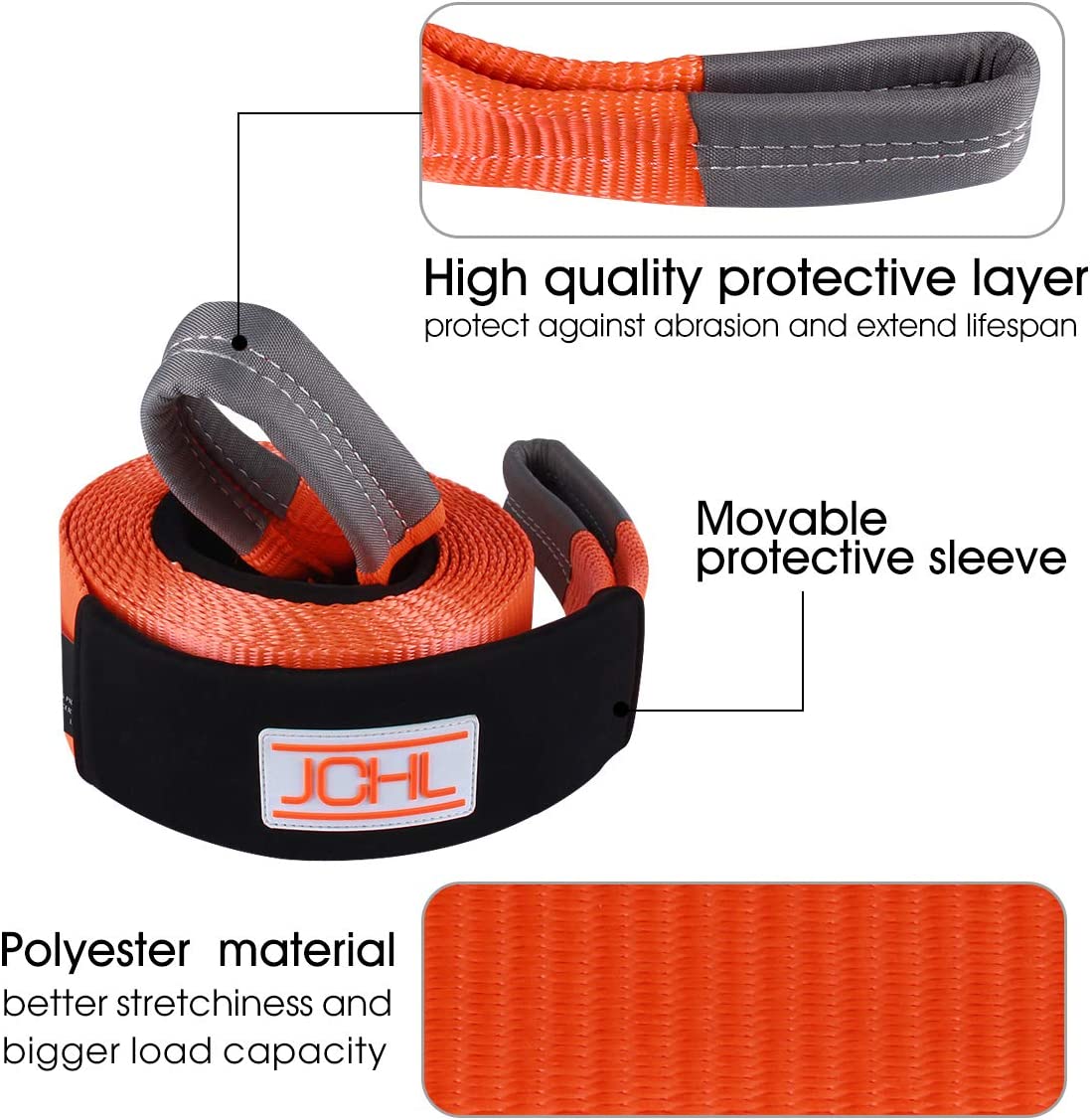 Recovery Strap for Trailer, 18 Ton (Color: 3"x 20 ft)