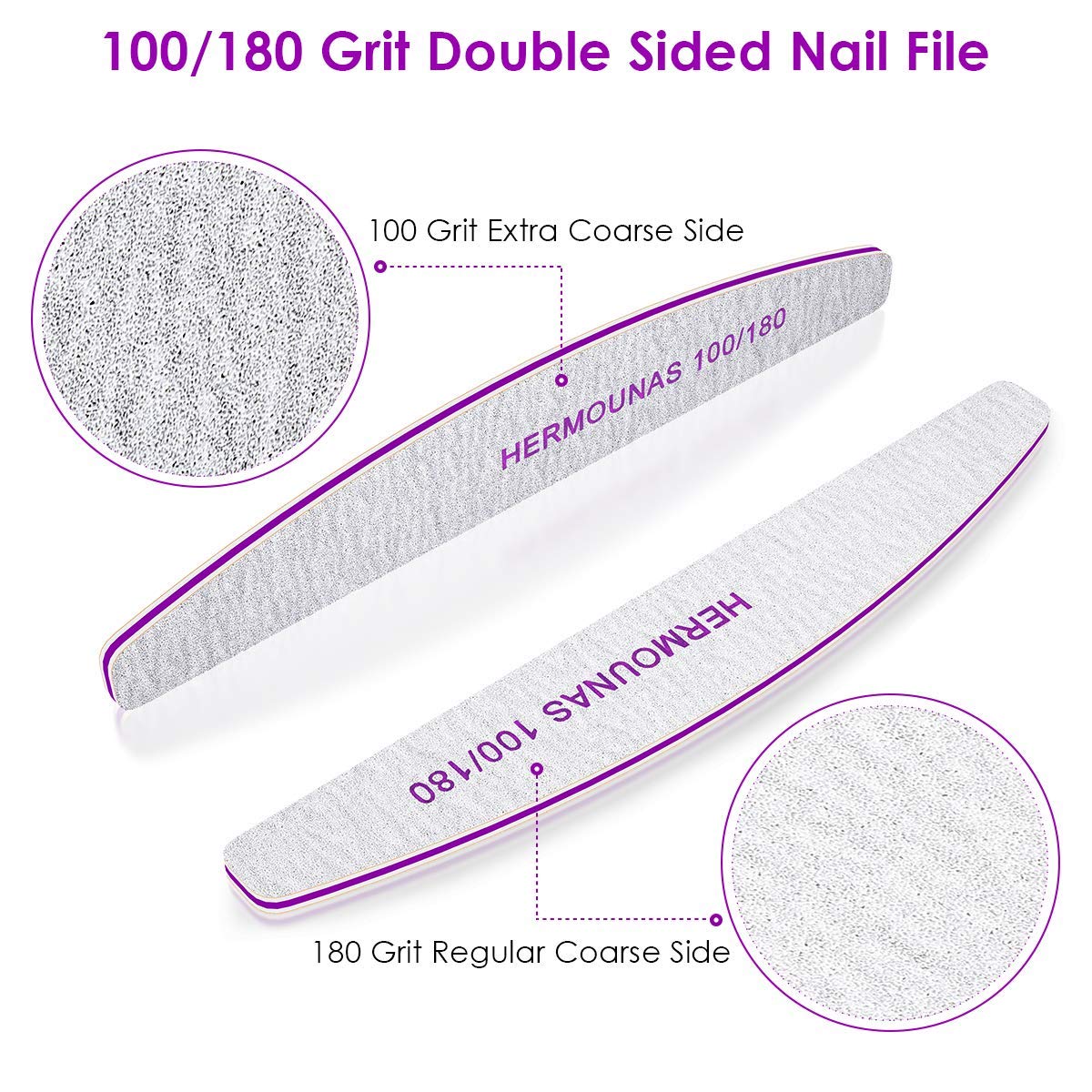 100/180 Grit Nail Files & Polishers (18 Pack)