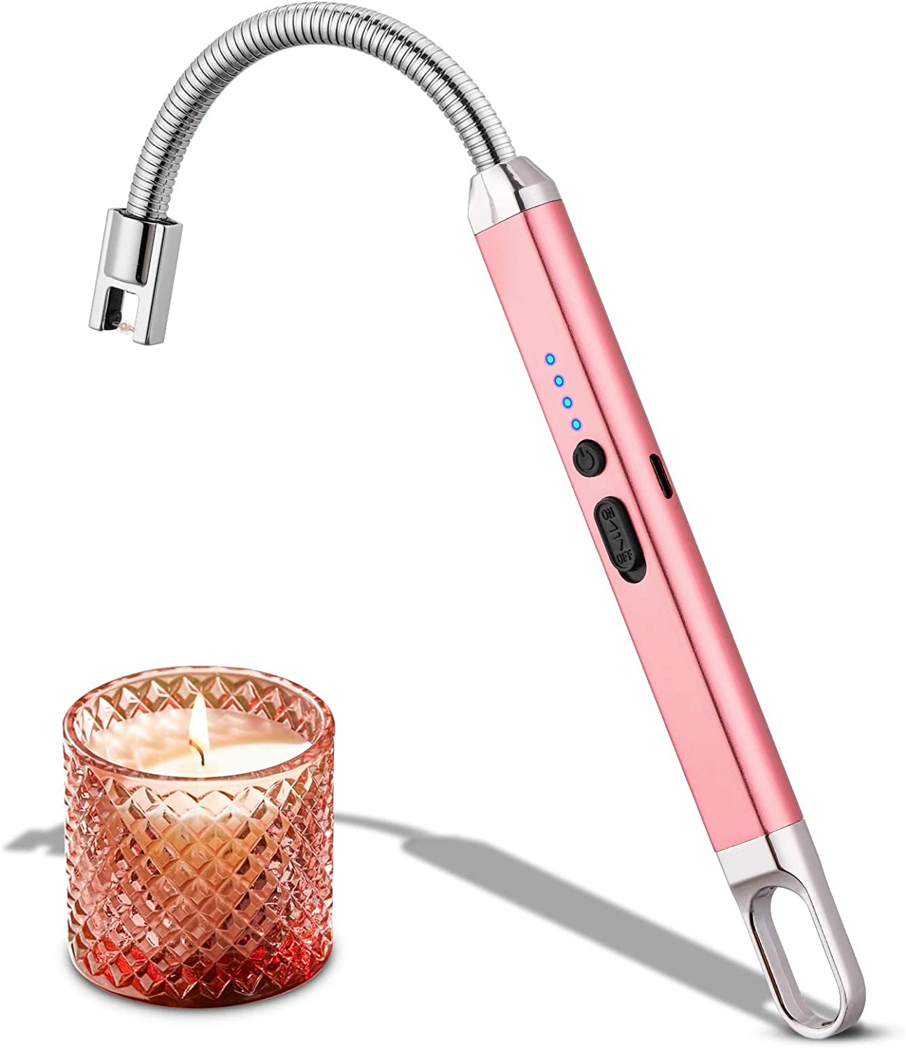 Rechargeable Arc Lighter for Candles, Camping, BBQ, Rose Gold