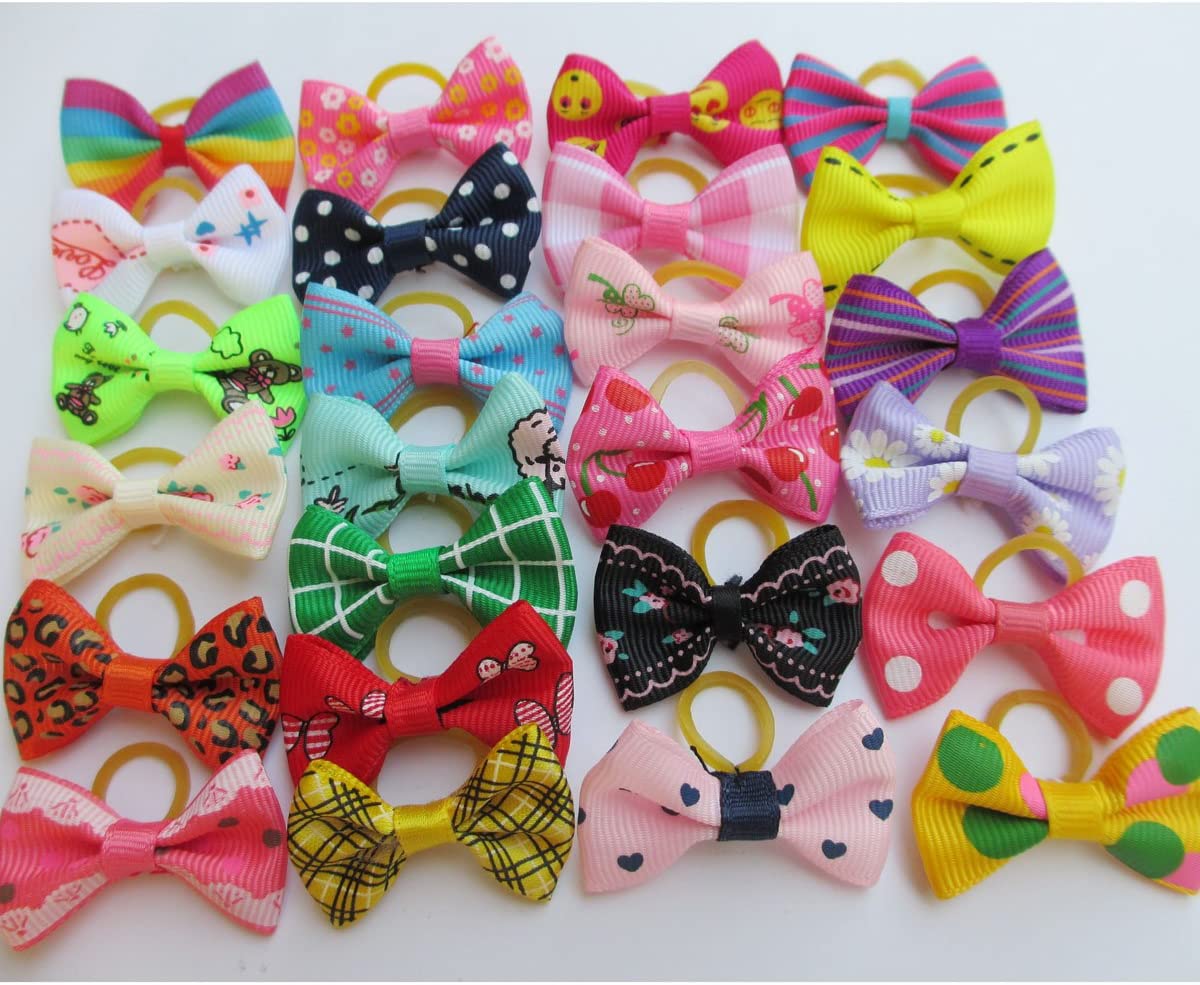 50 Pcs 25 Pairs Pet Hair Bows Mix Colors